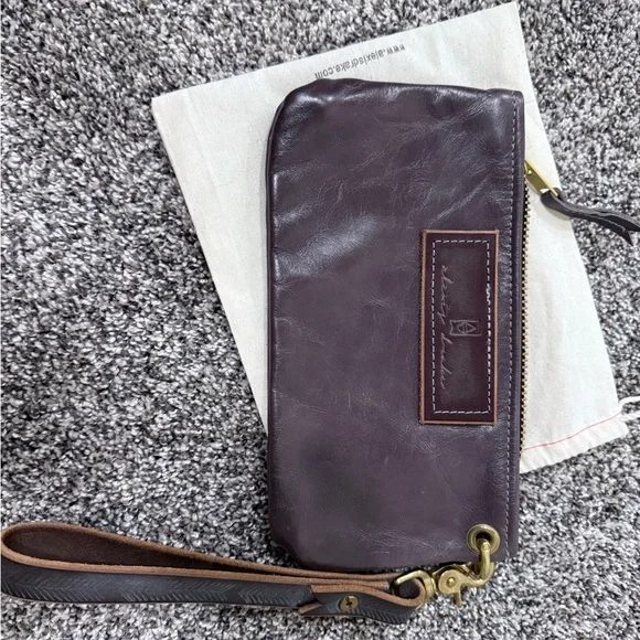 Alexis Drake Deep Purple Leather Clutch.